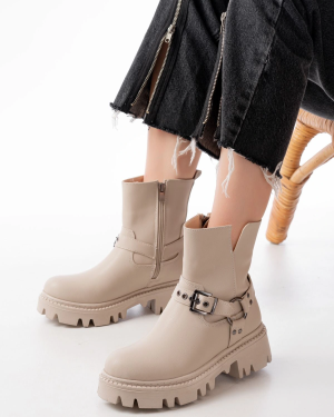 868-2015 Bej Fermuarlı Günlük Kadın Bot