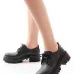 868-754 Siyah Bağcıklı Günlük Yüksek Tabanlı Loafer Ayakkabı