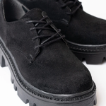 868-754 Siyah Süet Bağcıklı Günlük Yüksek Tabanlı Loafer Ayakkabı