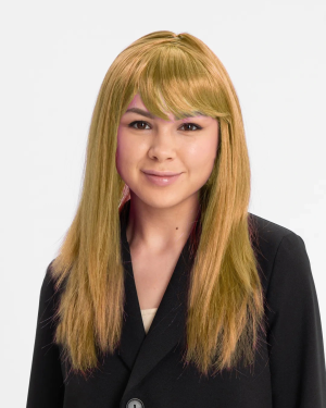 Altın Renk Düz Kesim İçi Astarlı Uzun Parti Peruğu