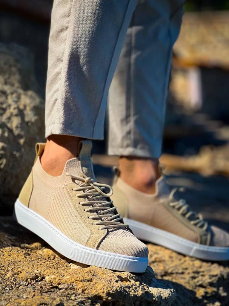 KB-112   Kuback Bej Triko Bağcıklı  Günlük Erkek  Ayakkabı