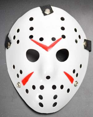 Beyaz Kırmızı Çizgili Tam Yüz Hokey Maskesi