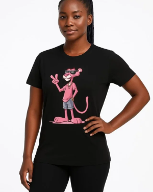 Bisiklet Yaka Kısa Kollu Baskılı T-shirt - Siyah