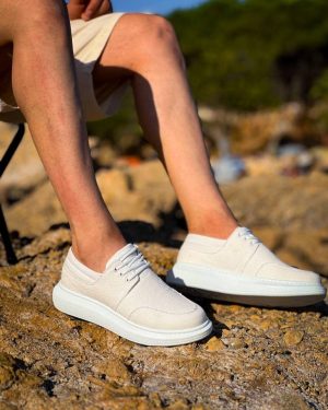 KB-042  Kuback Bağcıklı Beyaz Günlük Erkek Ayakkabı