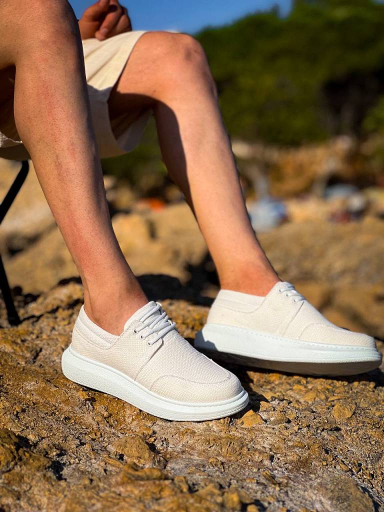 KB-042  Kuback Bağcıklı Beyaz Günlük Erkek Ayakkabı