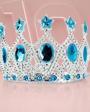Çocuk Kraliçe Tacı Mavi Yıldız İşlemeli