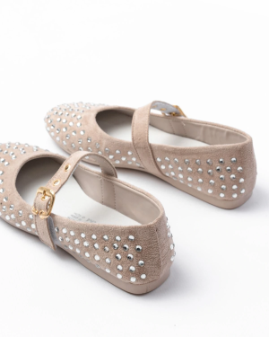 DM-6020 Bej Troklu Baret Tokalı Günlük Kadın Babet