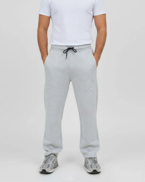 Erkek Üç Iplik Kışlık Pamuklu Ovarsize Bağcıklı Düz Paça Cepli Eşofman Altı Spor Rahat Model - Gri