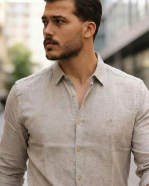 Erkek Uzun Kollu Keten Gömlek