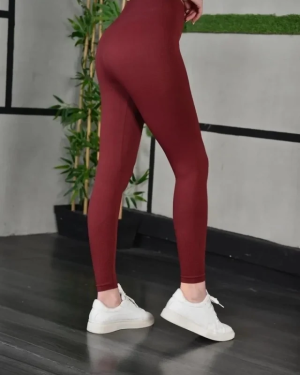 Full Likra Extra Toparlayıcı Yüksek Bel Dar Kalıp Günlük Spor Tayt - Bordo