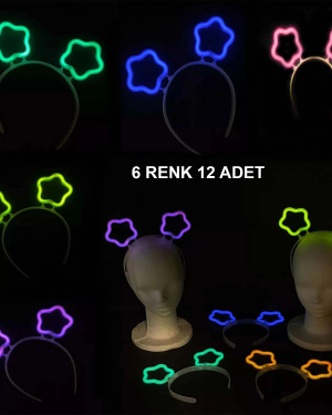 Glow Stick Karanlıkta Yanan Fosforlu Yıldız Taç 12 Adet