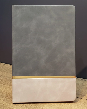 Gri Gold Detaylı Deri Hatıra Defteri