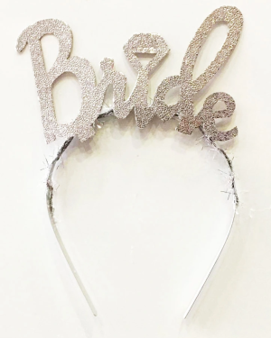 Gümüş Renk Bekarlığa Veda İtalik Yazı Alyanslı Bride Taç