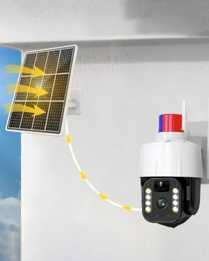 Güneş Enerjili Alarmlı Çakarlı Dış Mekan Güvenlik Kamerası