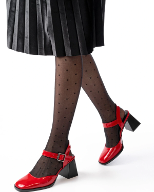 İNF-40450 Kırmızı Rugan Günlük Arkası Açık Topuklu Bayan Ayakkabı