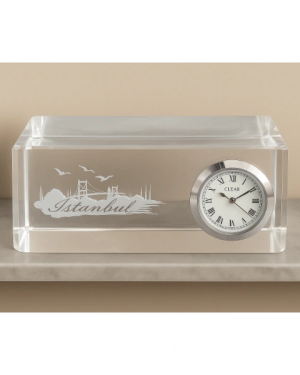 İstanbul Tasarımlı Kristal Saatli Biblo