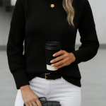 Kadın Uzun Kollu Bisiklet Yaka Triko Bluz