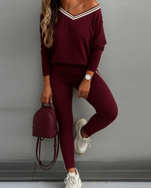 Kadın Uzun Kollu Tek Omuzu Açık Detaylı Viskon Iki Iplik Bluz Ve Pantolon Ikili Takım