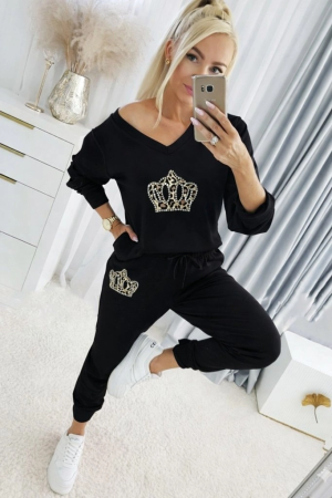 Kadın Uzun Kollu V Yakalı Desenli Viskon Iki Iplik Bluz Ve Pantolon Ikili Takım