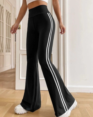 Kadın Yüksek Bel şerit Detaylı Ispanyol Paçalı Dalgıç Pantolon