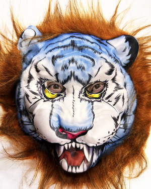 Kahverengi Saçlı Peluş Köpek Kurt Kaplan Maskesi 34 No