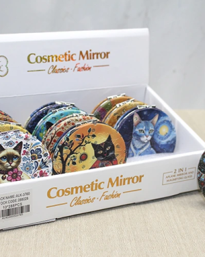 Kedi Taşlı El Aynası Yuvarlak İnce