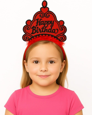 Kırmızı Happy Birthday Doğum Günü Prenses Tacı