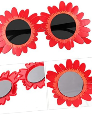 Kırmızı Renk Papatya Şekilli Parti Gözlüğü