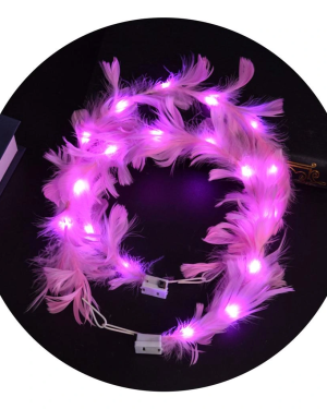 Led Işıklı RGB 3 Fonksiyonlu Otrişli Parti Tacı Pembe Renk