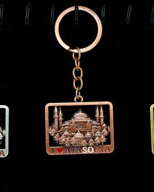 Metal Ayasofya Anahtarlık Kare Tasarım