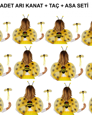 Okul Gösterileri için Arı Seti 12 Adet - Taç, Kanat, Asa
