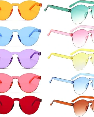 Oval Şekilli Çerçevesiz Parti Gözlüğü 6 Renk 6 Adet