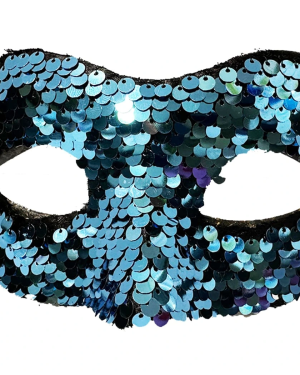 Payetli Venedik Balo Parti Maskesi Mavi