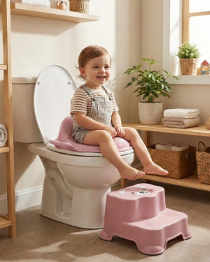 Pembe Kulplu Çocuk Klozet Adaptörü