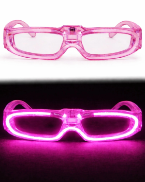 Pembe LED Işıklı Parti Gözlüğü - 3 Modlu