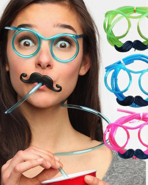 PIPETLI PARTI GÖZLÜĞÜ - ÇOCUK VE YETIŞKIN BIYIKLI PIPET GÖZLÜK