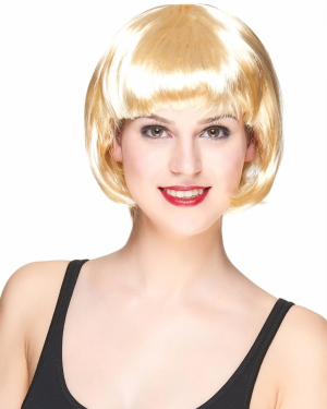 Platin Altın Dore Renk Küt Parti Peruğu Kısa Takma Peruk