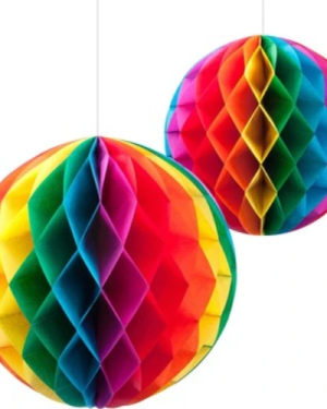 Rengarenk Kağıt Süs Fener 30 cm 1 adet