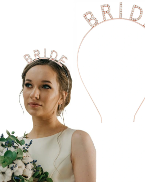 Rose Gold Bekarlığa Veda Kristal Taş Bride Tacı