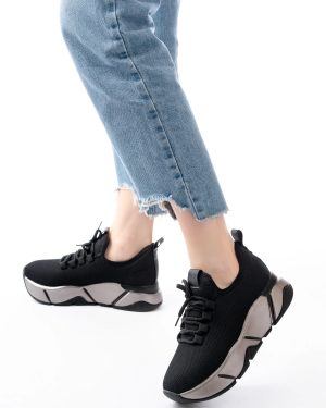 RS-400  Siyah Bağcıklı Fileli Platin Taban Günlük Kadın Spor