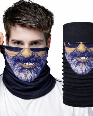Sakallı Yüz Desenli Çok Amaçlı Buff – Yüz, Boyun Maskesi ve Bandana No 1