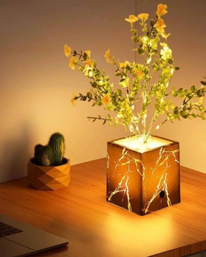 Siyah Saksılı LED Yapay Çiçek