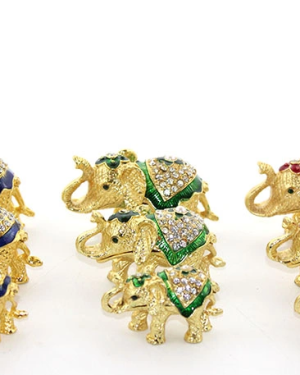 Swarovski Taşlı 3'lü Fil Figürü Model 1