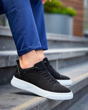 KB-X204 Kuback Siyah Keten Beyaz Yüksek Taban Günlük Erkek Spor Ayakkabı