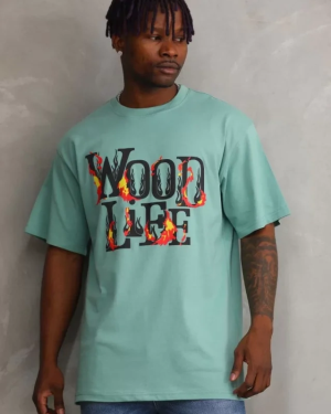 Unisex Baskılı Oversize T-Shirt - Mint Yeşili