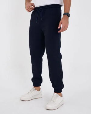 Unisex Kışlık Üç İplik Lastikli Eşofman Pantolon - Lacivert