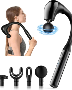 4 Başlıklı Uzun Saplı Ergonomik Profesyonel Sporcu Masaj Tabancası