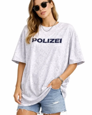 Asit Yıkamalı Oversize Tişört ön Ve Arkası Baskılı %100 Pamuk Street Style T-Shirt - Beyaz