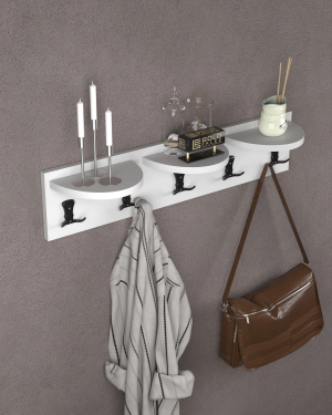 Askılık Duvar Elbise Askılığı Portmanto 80 Cm Beyaz