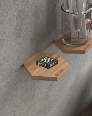 Duvar Rafı Dekoratif 3 Adet Çiçeklik Altıgen Ceviz